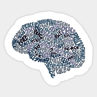 Peace of Mind Brain Wordcloud Sticker